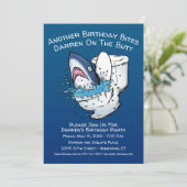 Lustiger Toiletten-Haifisch-Geburtstag Einladung (Stehend Vorderseite)