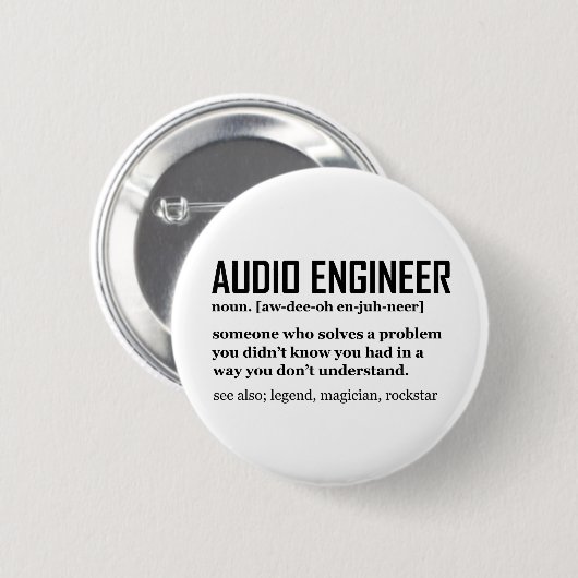 Lustiger Tontechniker Audio-Engineering-Definition Button (Vorne & Hinten)