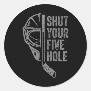 Lustiger Torwart beim Eishockey - Schließe dein Fü Runder Aufkleber