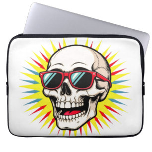 **Lustiger Totenkopf mit Sonnenbrille – Cartoon La Laptopschutzhülle
