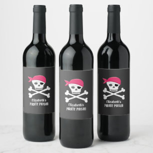 Lustiger Totenkopf-Piratengift-Personalisiert Weinetikett