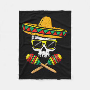 Lustiger Totenkopf Sombrero Maracas Cinco de Mayo Fleecedecke