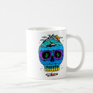 Lustiger Totenkopf-Surf-Urlaub Tropisches Paradies Kaffeetasse