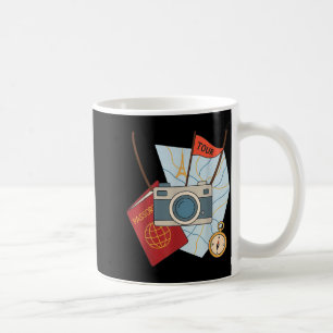 Lustiger Tourist Srit Tag Blick Mit Kamera Und Kar Kaffeetasse