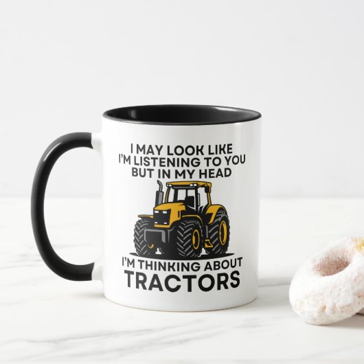 Lustiger Traktor Becher Bauer Geschenk Traktor Lie Tasse (Mit Donut)