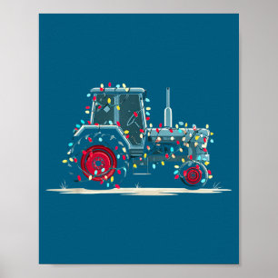 Lustiger Traktor Weihnachtsgrafik Lichter Liebhabe Poster
