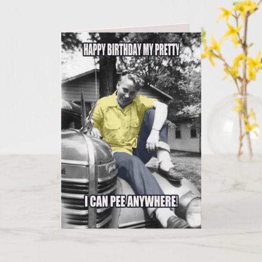 LUSTIGER TRANSGENDER-VINTAGES KARTE (Gelbe Blume)