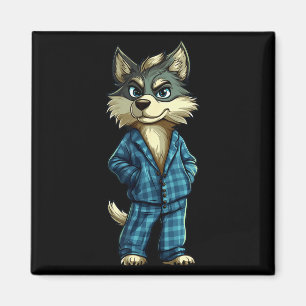 Lustiger Träumender Wolf Im Pyjama-Outfit Für Schl Magnet