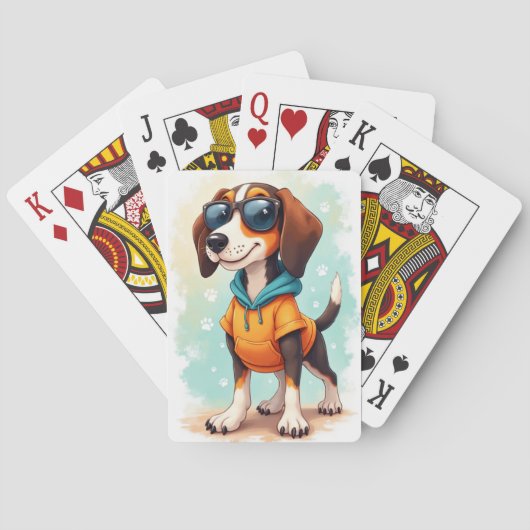 Lustiger Treeing Walker Coonhound Kawaii Hund Spielkarten (Rückseite)