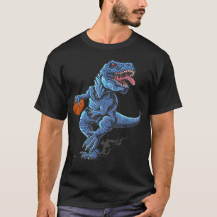 Lustiger Trex Dinosaur spielt Basketball Spieler T-Shirt