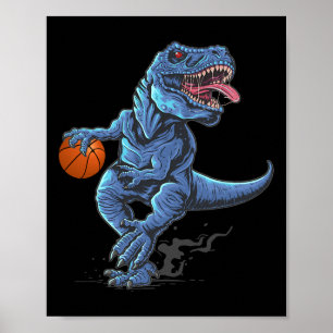Lustiger Trex-Dinosaur spielt Skelett-Spielerliebh Poster
