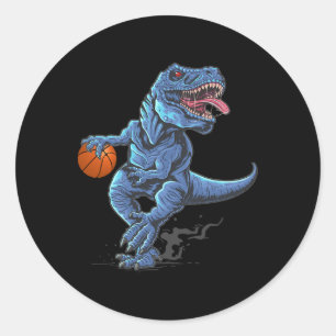 Lustiger Trex-Dinosaur spielt Skelett-Spielerliebh Runder Aufkleber