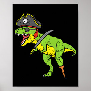 Lustiger TRex-Pirat-Dinosaurier-Dino-Süßer-Hallowe Poster
