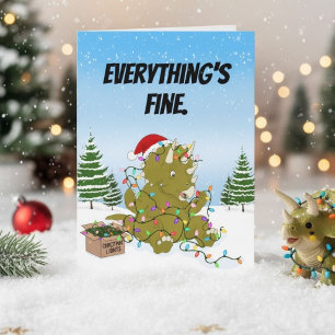 Lustiger Triceratops in verhedderten Weihnachtslic Karte