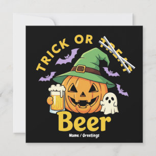 Lustiger Trick-or-Treat-Halloween-Bierparty-Design Einladung