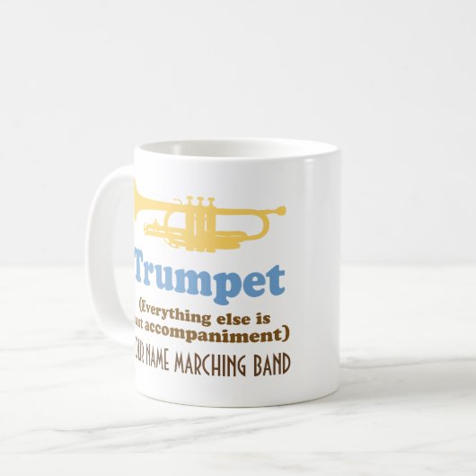 Lustiger Trompete-Witz-personalisierte Kaffeetasse (Vorderseite Links)