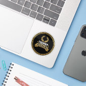 Lustiger Trophäen-Ehemann-Preis | Humorvoller Gold Aufkleber (Laptop mit iPhone)