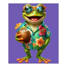 Lustiger tropischer Frosch-Wandkunst-Druck | Farbi