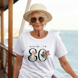 Lustiger Tropischer Küss mich, ich bin 80 T-Shirt