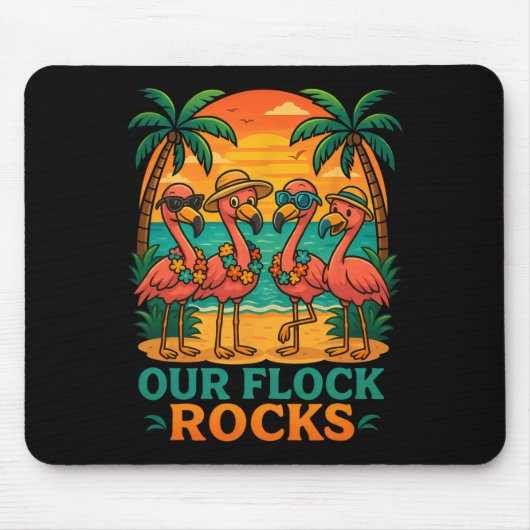 Lustiger tropischer Strandurlaub Rosa Flamingo Mousepad (Vorne)