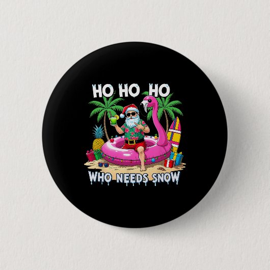 Lustiger tropischer Weihnachtsmann Weihnachtsurlau Button (Vorderseite)