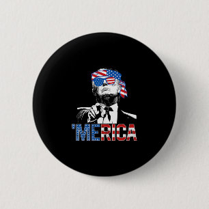 Lustiger Trump 4. Juli Merica Amerikanische Flagge Button