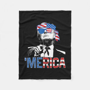 Lustiger Trump 4. Juli Merica Amerikanische Flagge Fleecedecke
