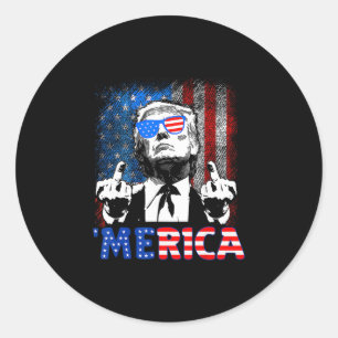 Lustiger Trump 4. Juli Merica Amerikanische Flagge Runder Aufkleber