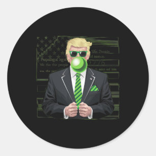 Lustiger Trump Bubble Gum Grüne USA-Flagge St. Pat Runder Aufkleber