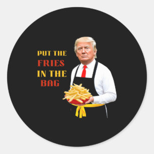 Lustiger Trump Fast Food Steckt Die Pommes In Den Runder Aufkleber