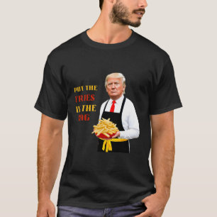 Lustiger Trump Fast Food Steckt Die Pommes In Den T-Shirt
