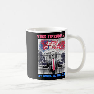 Lustiger Trump Frohe 4. Juli Riesige Feuerwerk-Mit Kaffeetasse