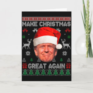 Lustiger Trump hässlicher Pullover macht Weihnacht Karte