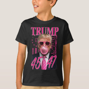 Lustiger Trump Kaugummi 1776 Rosa Flagge T-Shirt