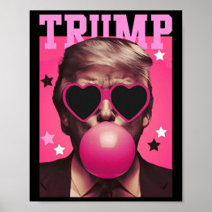 Lustiger Trump Kaugummi Rosa Mit Sonnenbrille Herz Poster