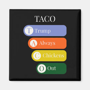 Lustiger Trump kneift beim Taco-Handel immer Magnet