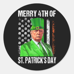 Lustiger Trump Leprechaun Hut Fröhlicher 4. St. Pa Runder Aufkleber