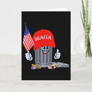Lustiger Trump-Mülleimer-Cartoon-Charakter Amerika Karte