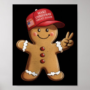 Lustiger Trump Pfefferkuchenmann macht Weihnachten Poster