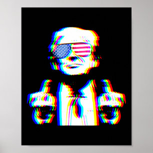 Lustiger Trump psychedelischer Edm Trippy Vaporwav Poster