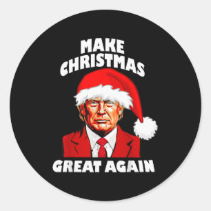 Lustiger Trump Santa Hut Macht Weihnachten wieder Runder Aufkleber