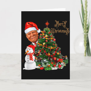 Lustiger Trump trägt Weihnachtsmannmütze Frohe Wei Karte
