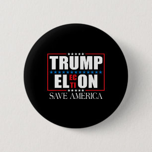 Lustiger Trump Wahl Usa-Flagge Trump Elon Rette Am Button