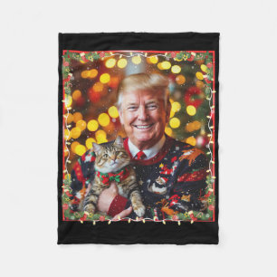 Lustiger Trump Weihnachtspullover für Katzenliebha Fleecedecke