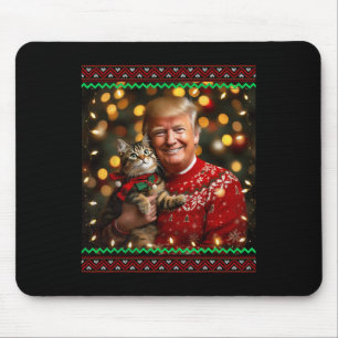 Lustiger Trump Weihnachtspullover für Katzenliebha Mousepad