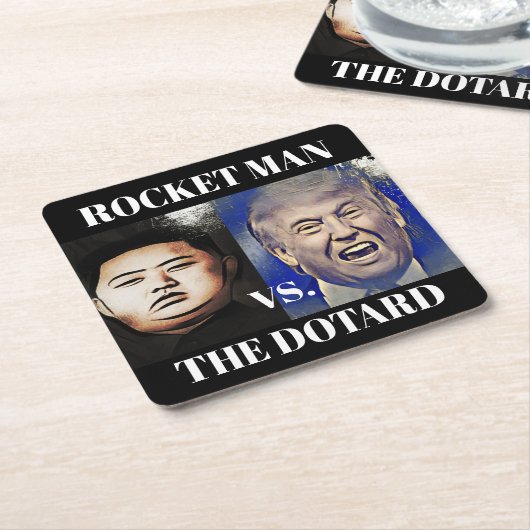 Lustiger Trumpf gegen UNO-Bar-Untersetzer Kim-Jong Rechteckiger Pappuntersetzer (angewinkelt)