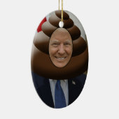 Lustiger Trumpf kacken Emoji Kopf Keramik Ornament (Rechts)