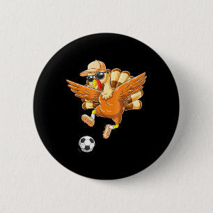 Lustiger Truthahn Fahrrad Kick Fußball Erntedankfe Button