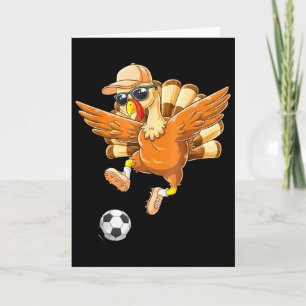 Lustiger Truthahn Fahrrad Kick Fußball Thanksgivin Karte