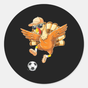 Lustiger Truthahn Fahrrad Kick Fußball Thanksgivin Runder Aufkleber